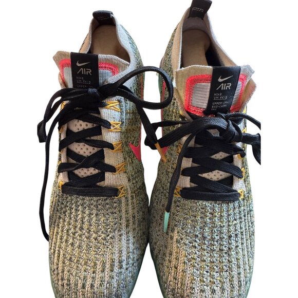 Nike Air VaporMax Women's Sz 7 Flyknit 3 White‎ Hyper Turquoise Athletic Shoes - Picture 8 of 12